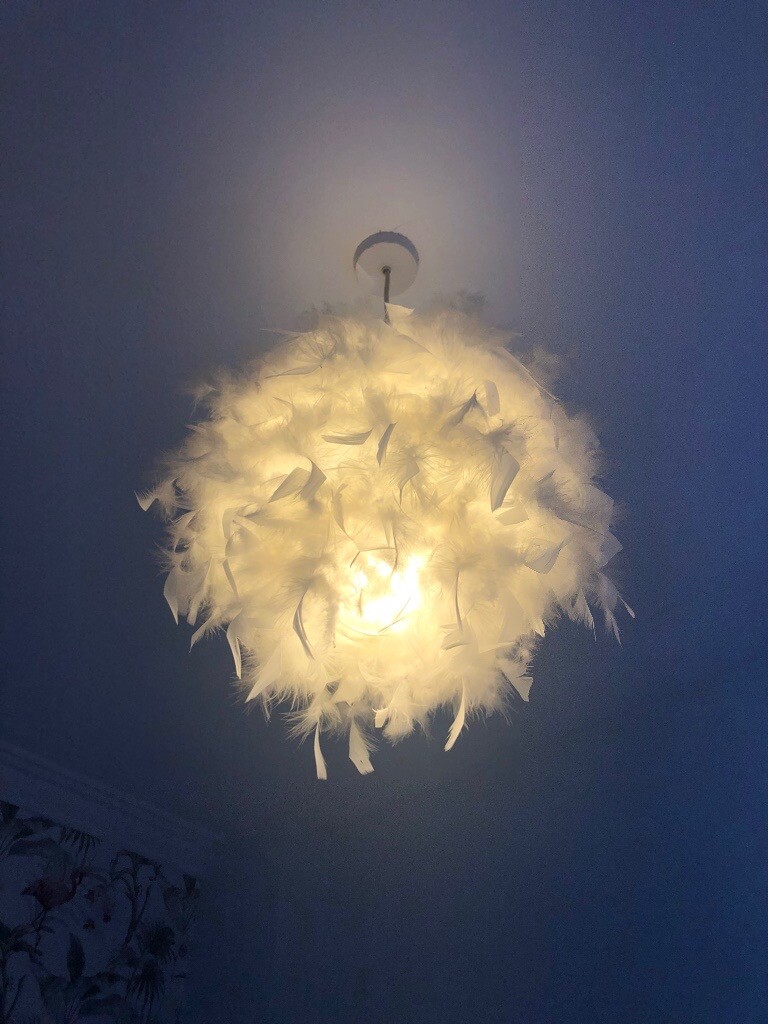 b&q white feather light shade